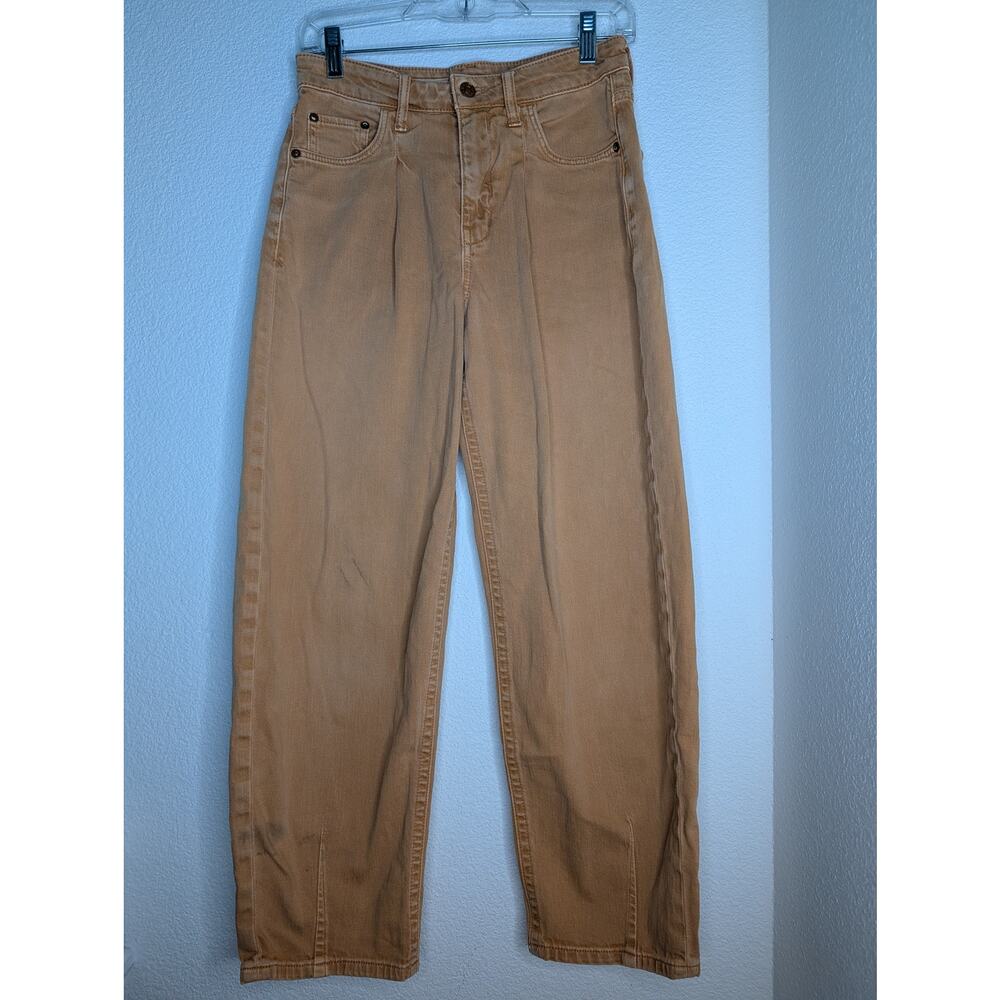 Anthropologie Pilcro High Rise Wide Leg Jeans Camel 25 Boho Capsule Casual Chic